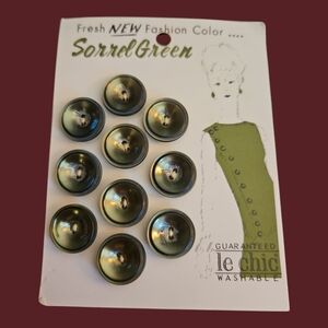 Vtg LE CHIC 1960s Sorrel Green Moonglow Concave Button Set